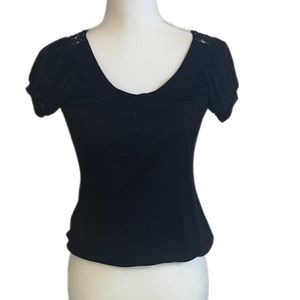 Energie Top with Cute Emboidered Back Black Size S